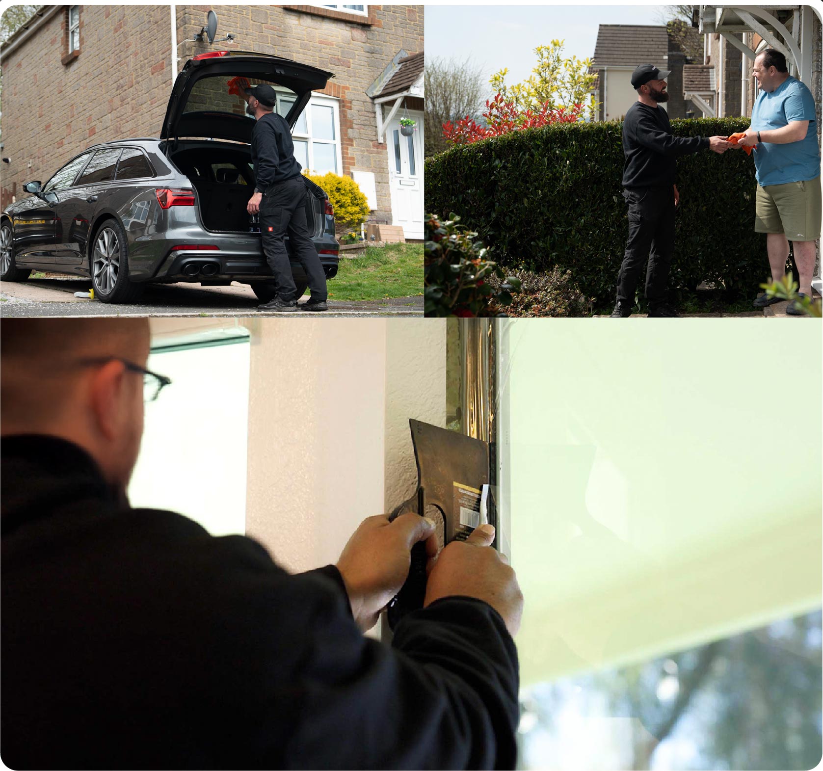 Global Tint Installer Cutting Home Window Film in Warrington