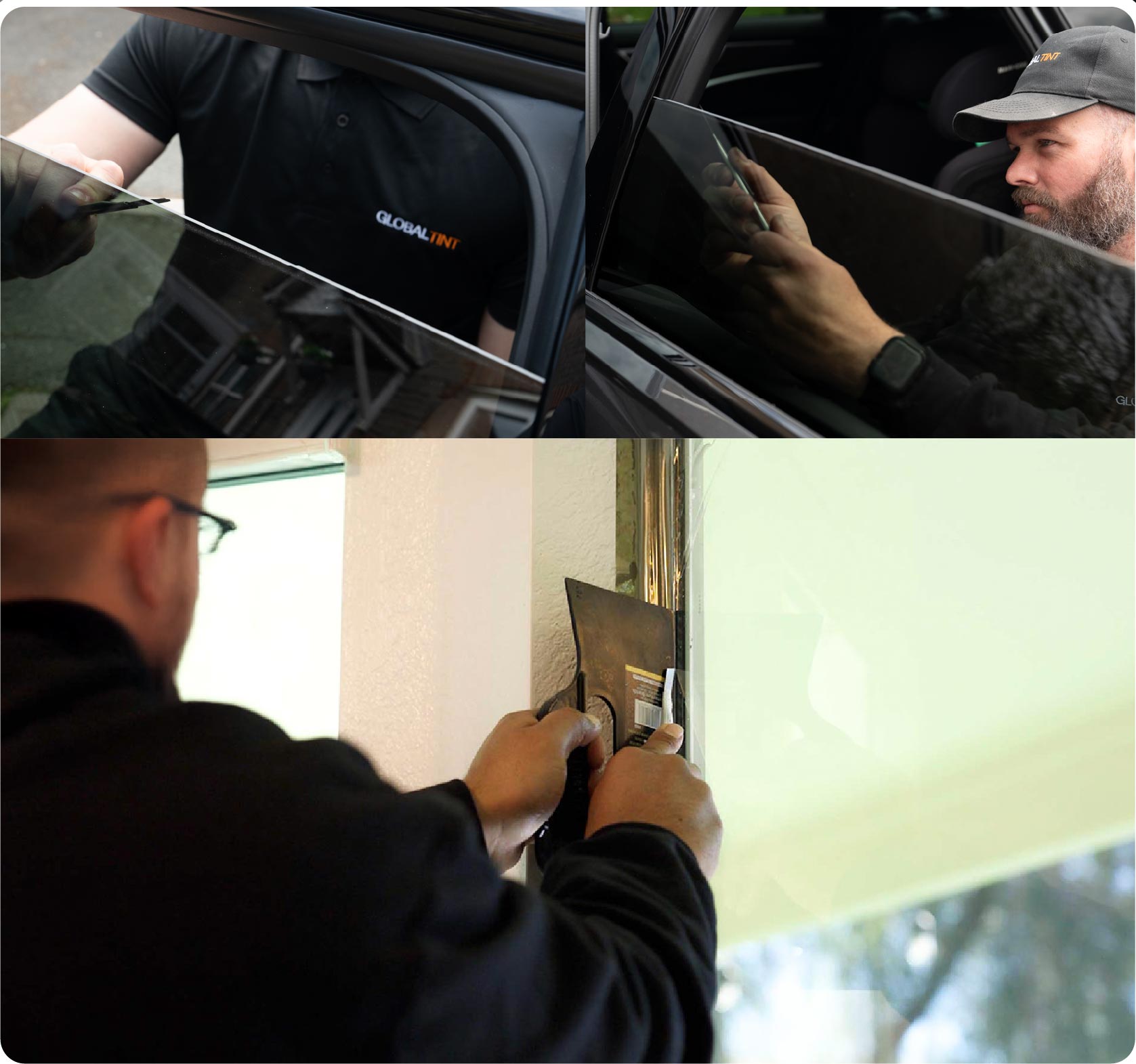 Global Tint Installer Cutting Home Window Film in West Bromwich