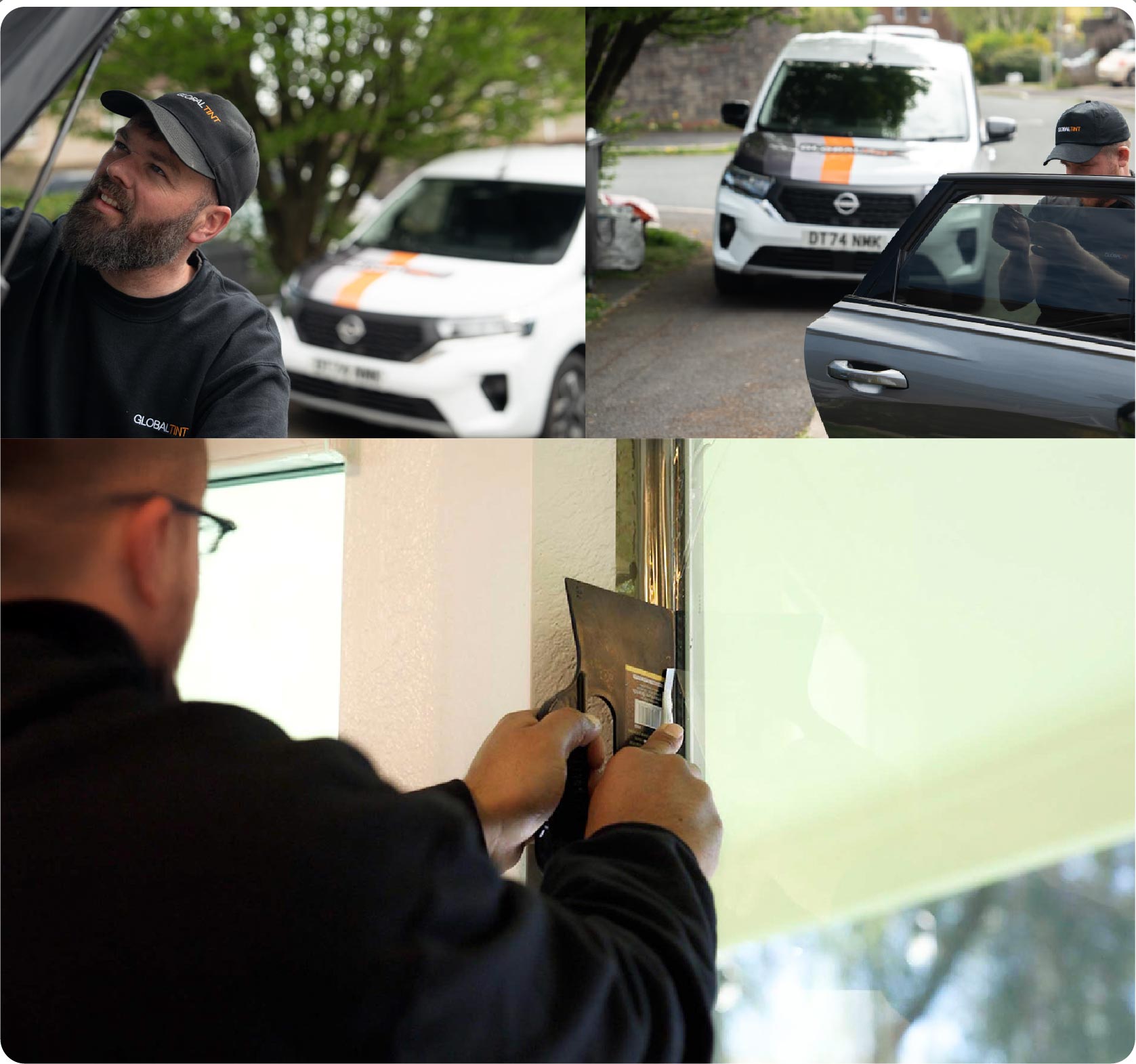 Global Tint Installer Cutting Home Window Film in Weston-super-Mare
