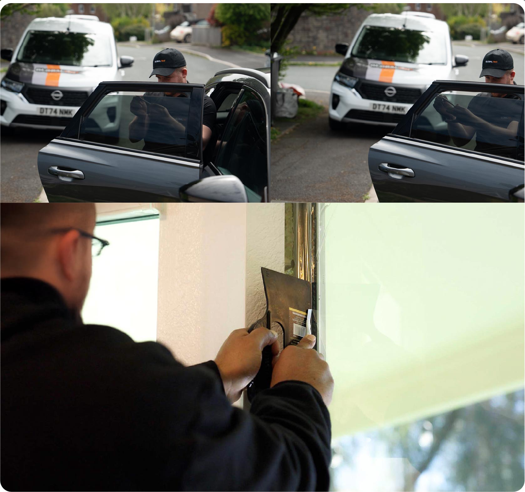 Global Tint Installer Cutting Home Window Film in Wolverhampton