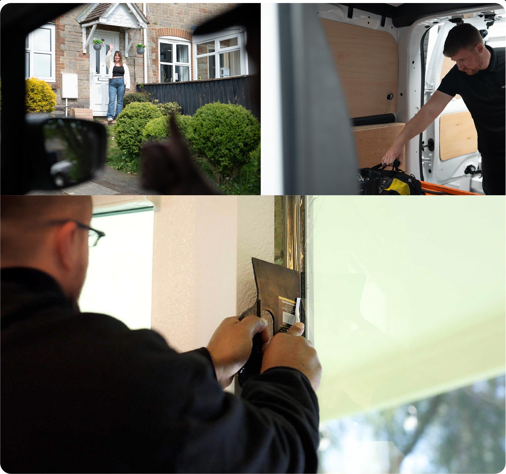 Global Tint Installer Cutting Home Window Film in Wrexham