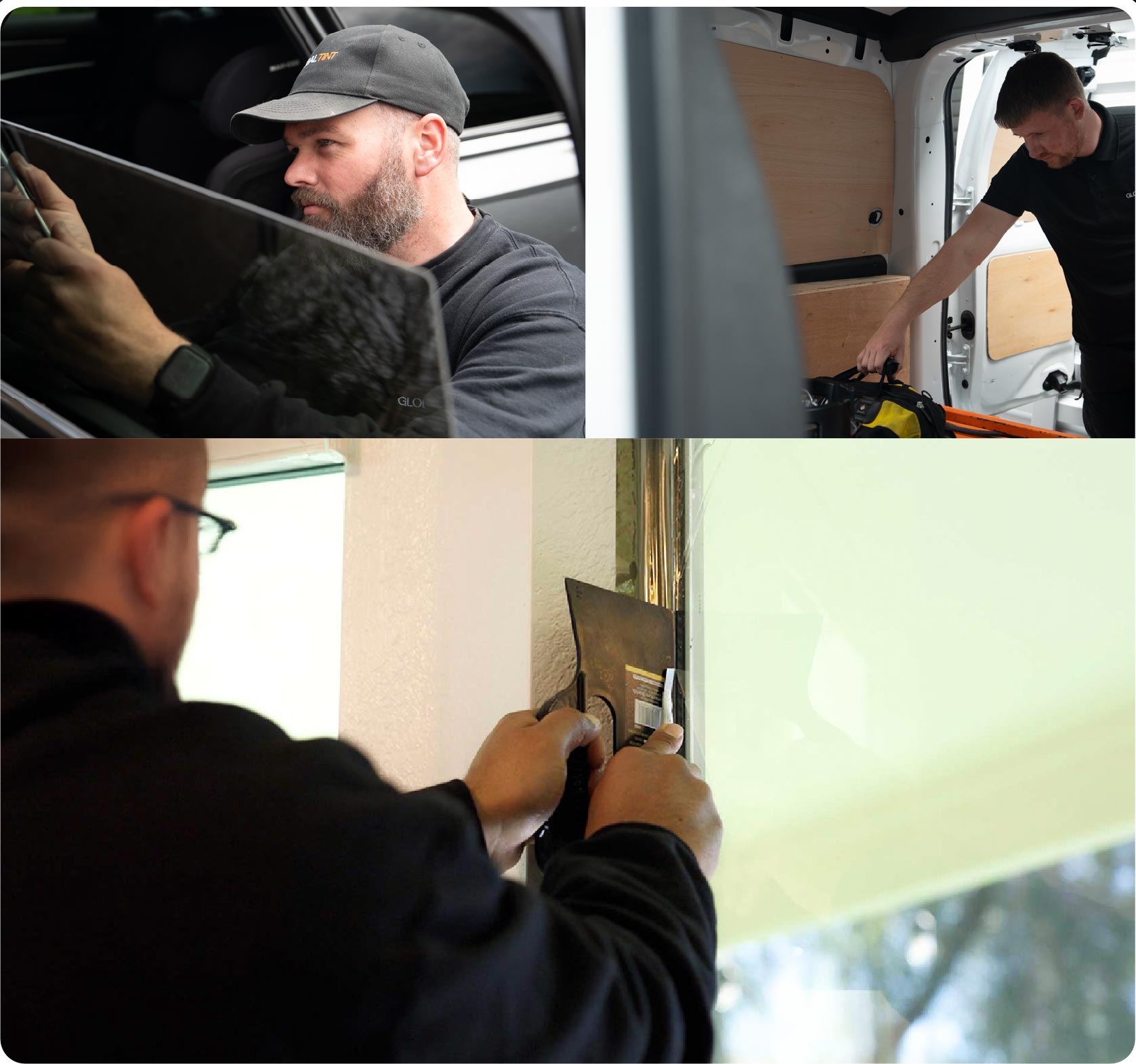 Global Tint Installer Cutting Home Window Film in Yeovil