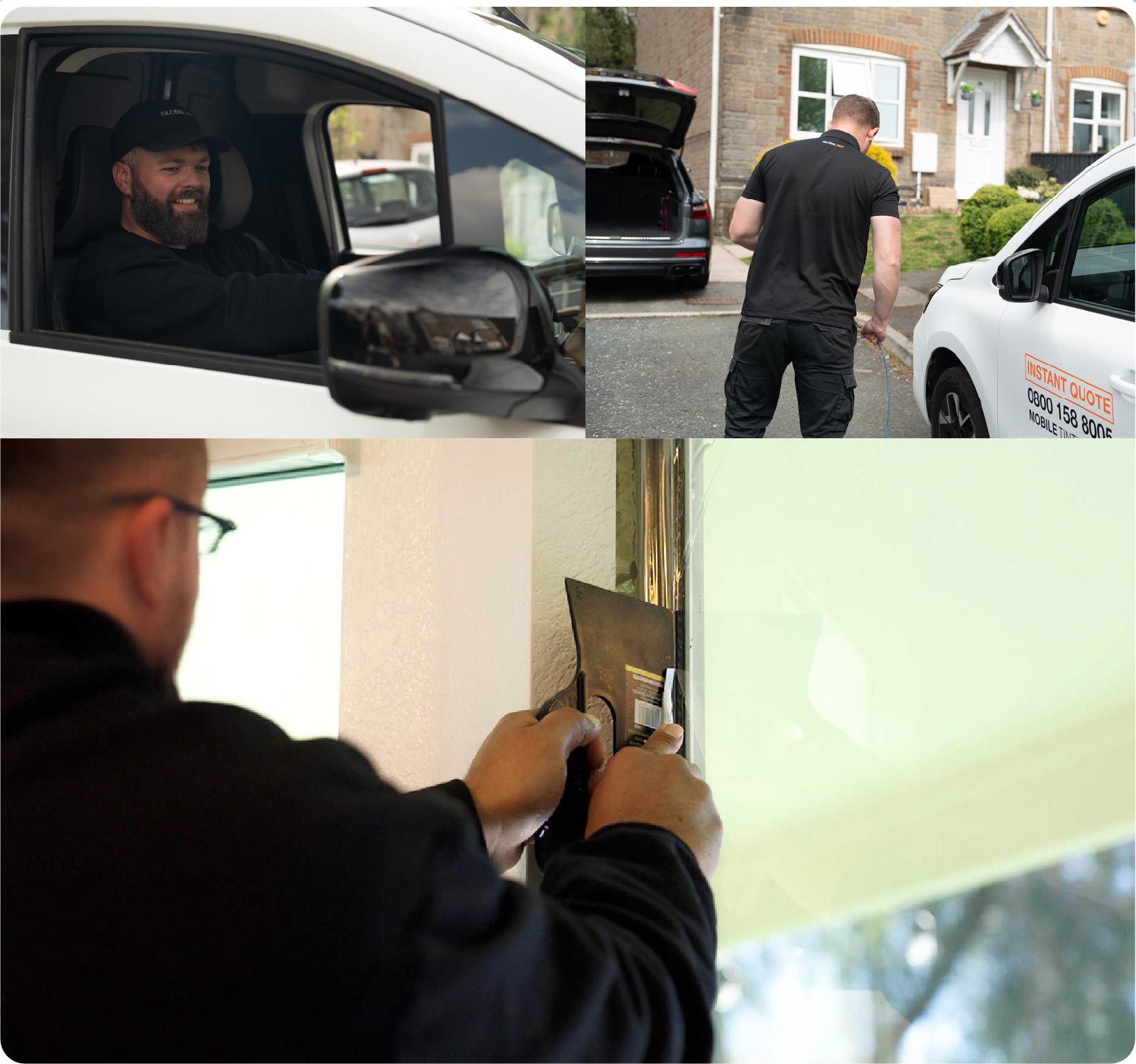 Global Tint Installer Cutting Home Window Film in York